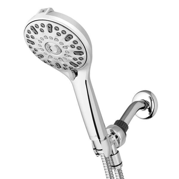 Photo 1 of 7-Spray Patterns with 1.8 GPM 4.75 in. Wall Mount Adjustable Handheld Shower Head in Chrome