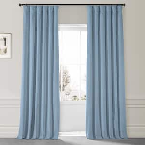 Signature Starry Blue Plush Velvet Hotel Blackout Rod Pocket Curtain - 50 in. W x 84 in. L (1 Panel)