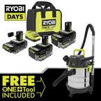 ONE+ 18V Lithium-Ion 2.0 Ah, 4.0 Ah, and 6.0 Ah HIGH PERFORMANCE Batteries and Charger Kit w/ Wet/Dry Vac