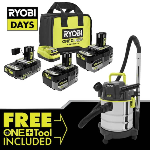 6 Gal Ryobi Vacuum Wet Dry Shop Vac Cordless 18V ONE Battery Charger Included 