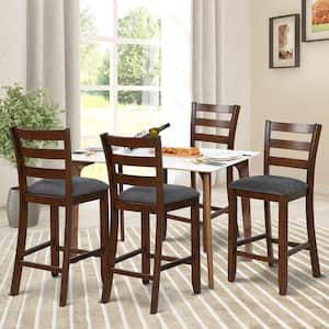 39 in. Barstools Counter Height Chairs with Fabric Seat and Rubber Wood Legs (Set of 4)