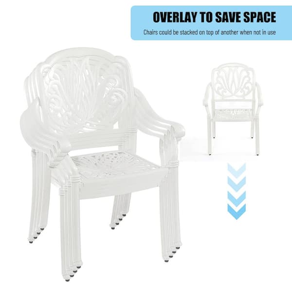 Siavonce White 5-Pieces Outdoor Furniture Dining Table Set