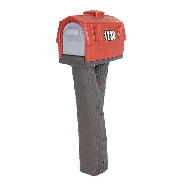 Rustic Barn Burnt Red / Espresso Post Mount Mailbox Rustic Barn Burnt Red / Espresso Post Mount Mailbox