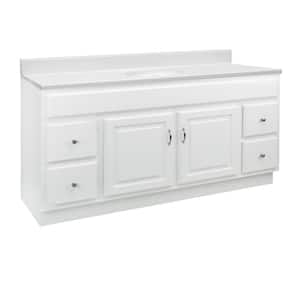 60 in. x 21 in. x 30 in. 2-Door 4-Drawer Vanity in White with Solid White Single Hole CM Vanity Top with Basin