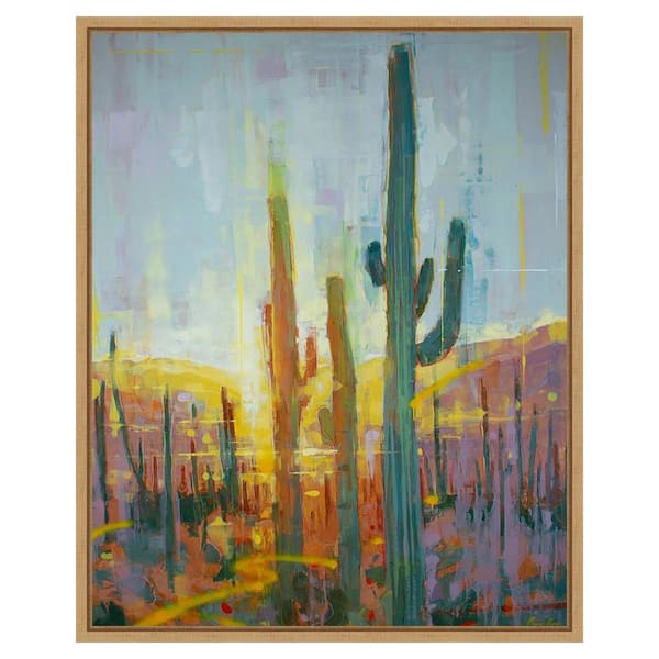 Amanti Art Sonoran Golden Glow by James Ayers 23 in. W x 28 in. H. Canvas Wall Art Print Framed in Brown