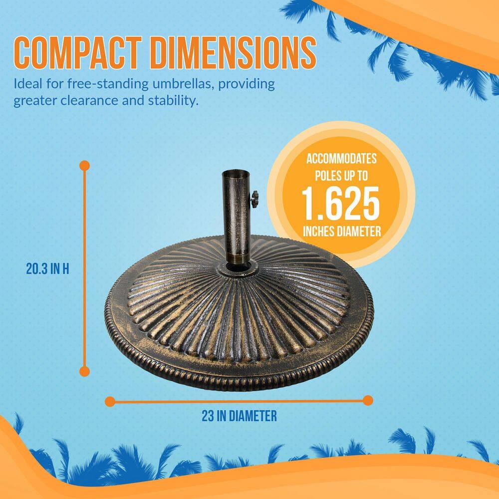 Bronze 50-lb Cast Iron Umbrella Base with Adjustable Stem