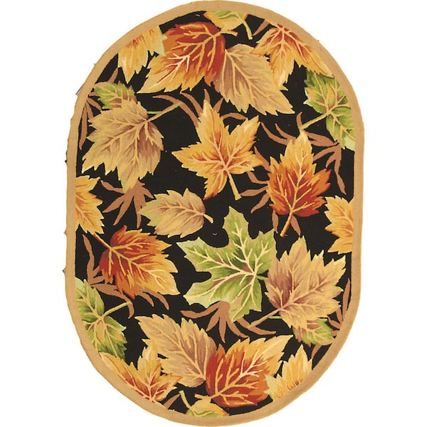 SAFAVIEH Chelsea Black 8 ft. x 10 ft. Antique Floral Oval Area Rug