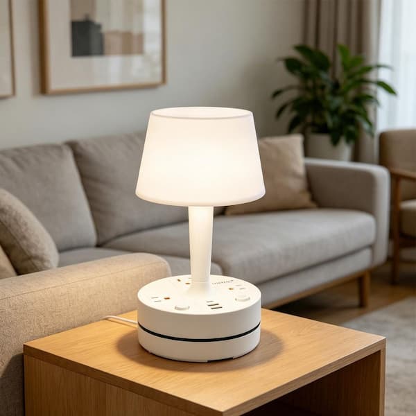 5.9 ft. White Indoor Extension Cord with 3-Outlet Power Strip 2 USB and 1 PD Fast-Charge Ports