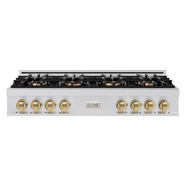 Autograph Edition 48 in. Classic Gas Rangetop with 8-Burner DuoPro Cooktop in Stainless and Champagne Bronze Accents