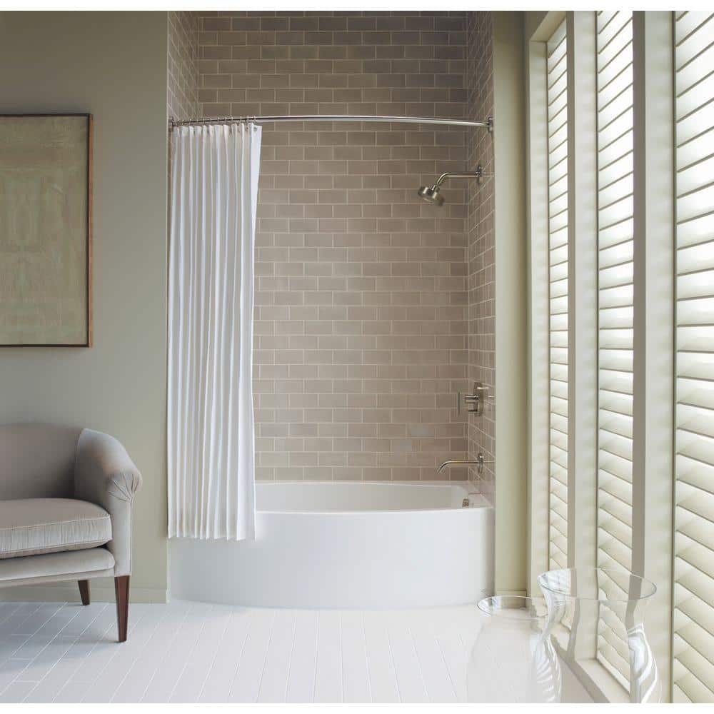 Expanse 60-Inch White Acrylic Alcove Bathtub with Curved Apron