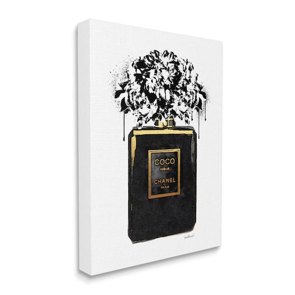 Stupell Industries "Spray Paint Flowers in Black Fragrance Bottle"by Amanda Greenwood Unframed Nature Canvas Wall Art Print 30 in. x 40 in.