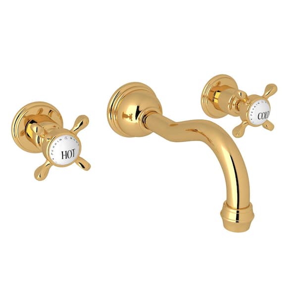 PERRIN & ROWE Edwardian 8 in. Widespread 2-Handle Bathroom Faucet in English Gold