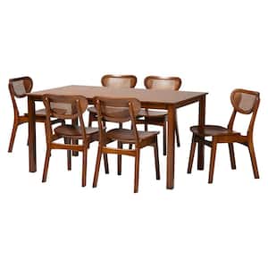 Jeriah 7-Piece Walnut Brown Wood Top Dining Set