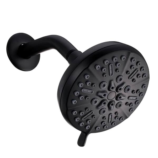 Boyel Living 5-Spray Patterns 5 in. Wall Mount Fixed Shower Head with 2.5 GPM and Stainless Steel Shower Arm in Matte Black