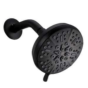 5-Spray Patterns with 2.5 GPM 5 in. H Single Wall Mount Fixed Shower Head in Matte Black