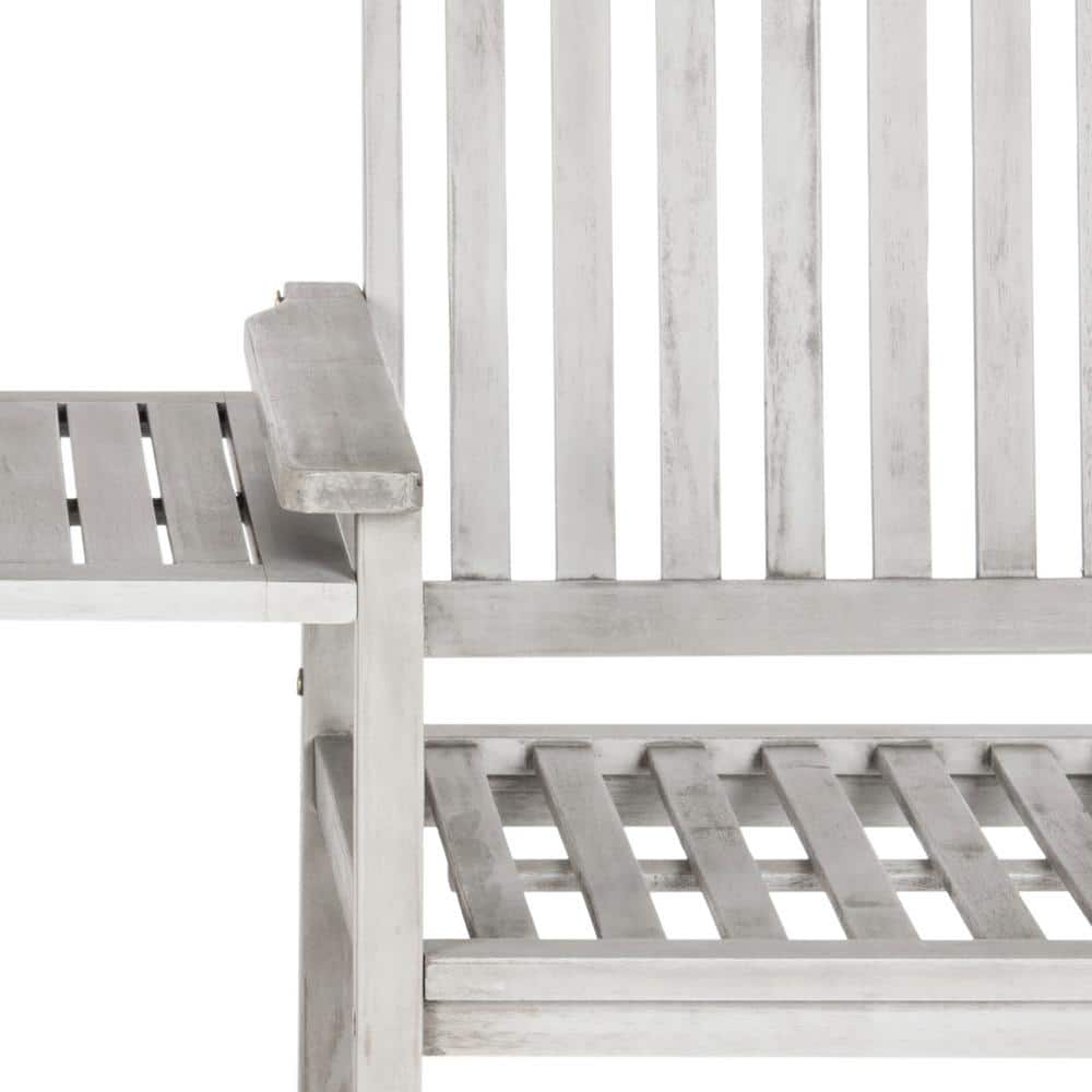 Gray Acacia Twin Seat Bench with Umbrella Table