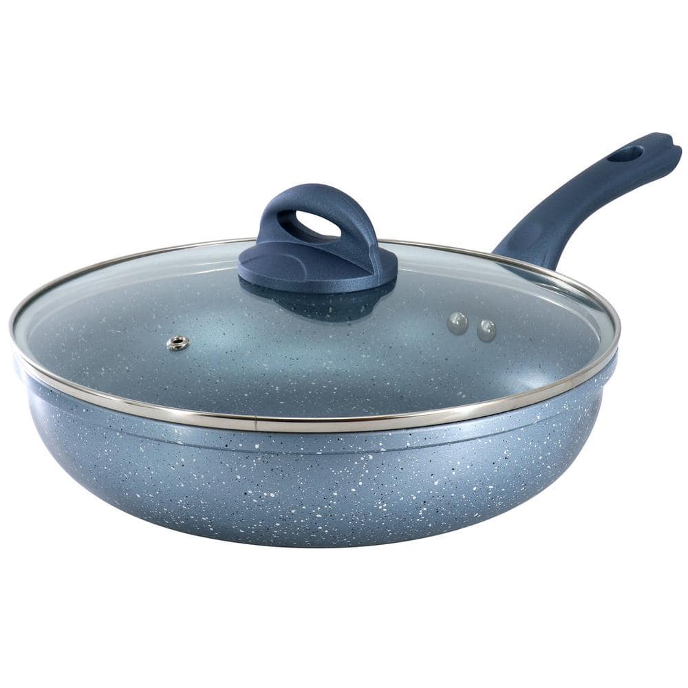 Oster Havendale 3 qt. Nonstick Aluminum Saute Pan with Lid in Metallic Blue 985121881M The