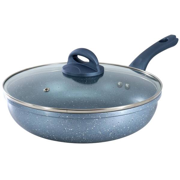 Oster Havendale 3 qt. Nonstick Aluminum Saute Pan with Lid in Metallic Blue