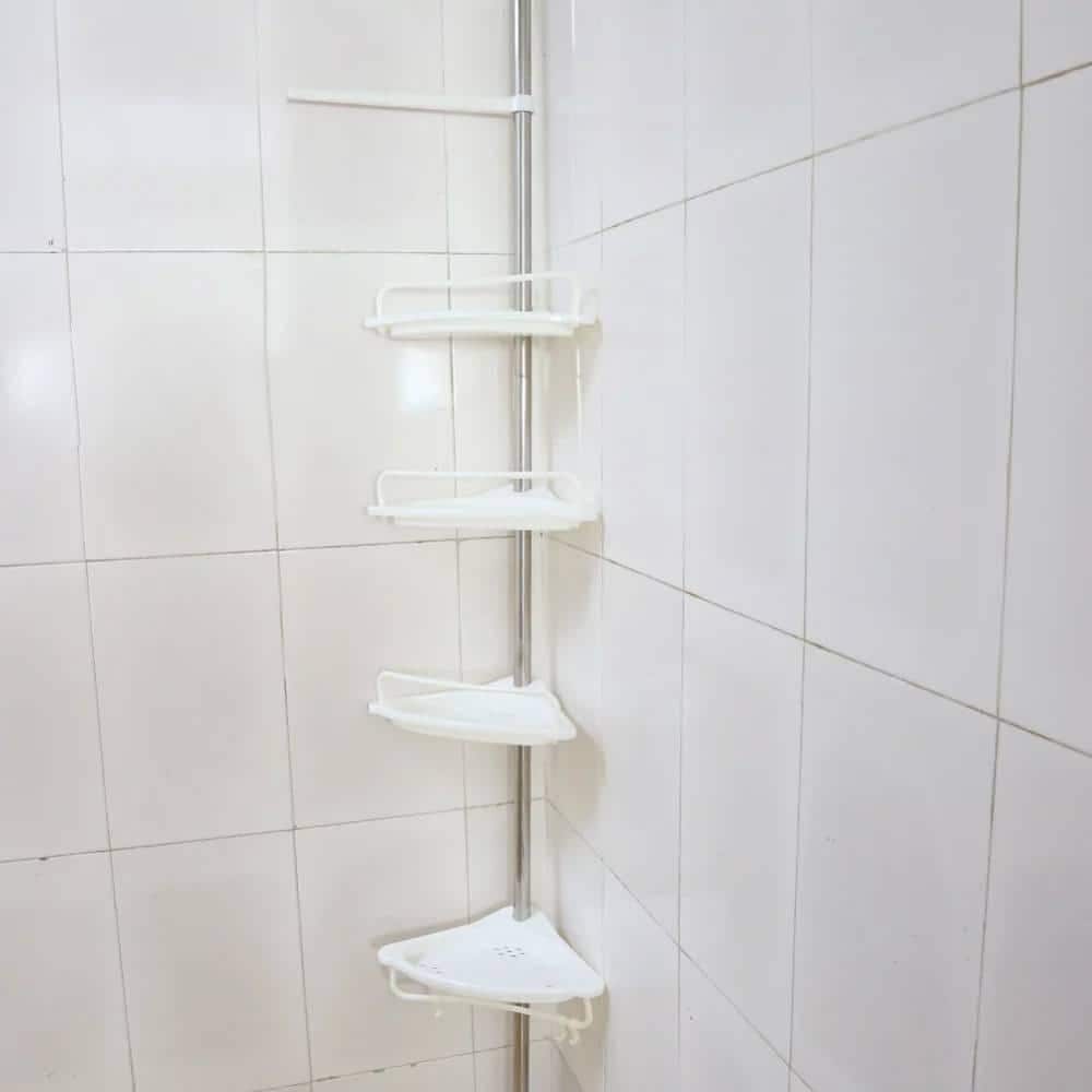 3 Tier Floor Standing Corner Shower Caddy White Shower Organizer for  Bathroom, Bathtub, Shower pan, Bath Accessories Shower Caddies 