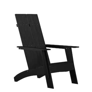 Black Outdoor Lounge Faux Wood Resin Adirondack Chair