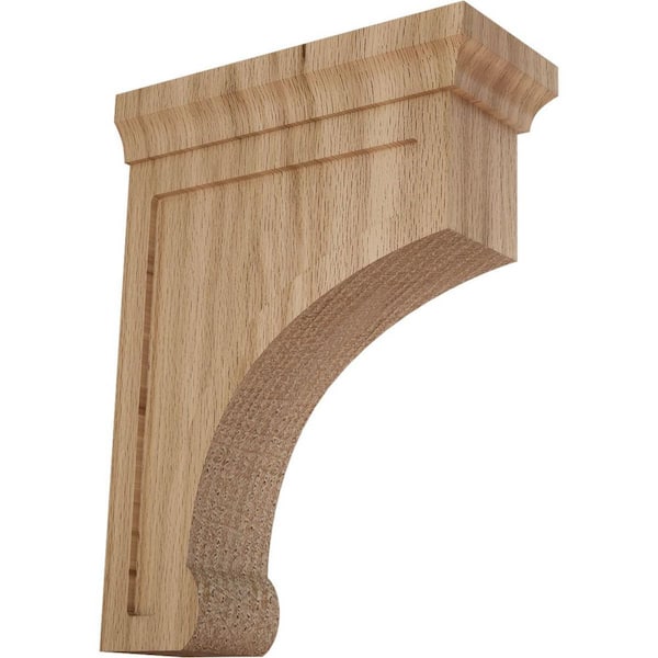 Ekena Millwork 2-1/2 in. x 8 in. x 6 in. Red Oak Medium Gomez Bracket