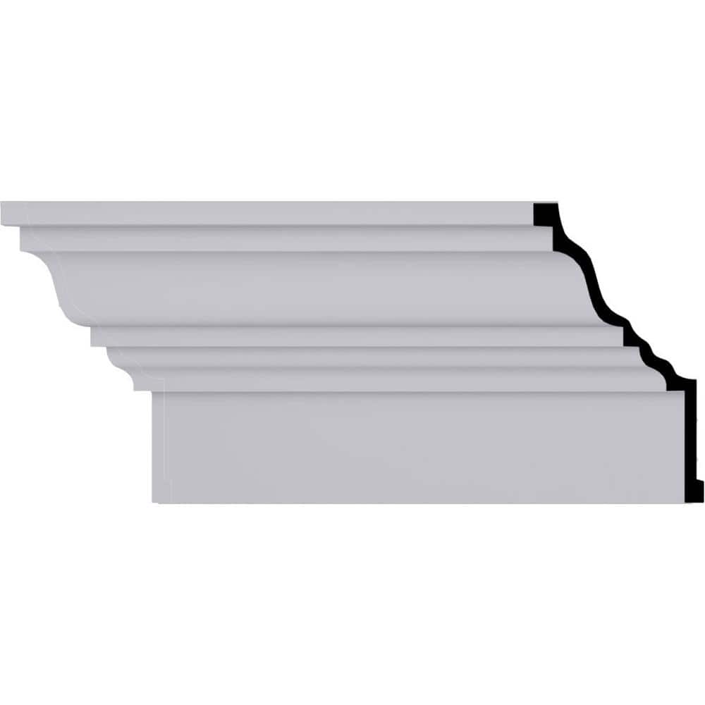 Primed Geometric Polyurethane Crown Moulding Sample, 12" Length