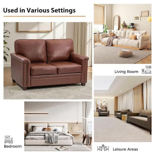 ARTFUL LIVING DESIGN Samuel 56 in. Wide Brown Leather Rectangle 2