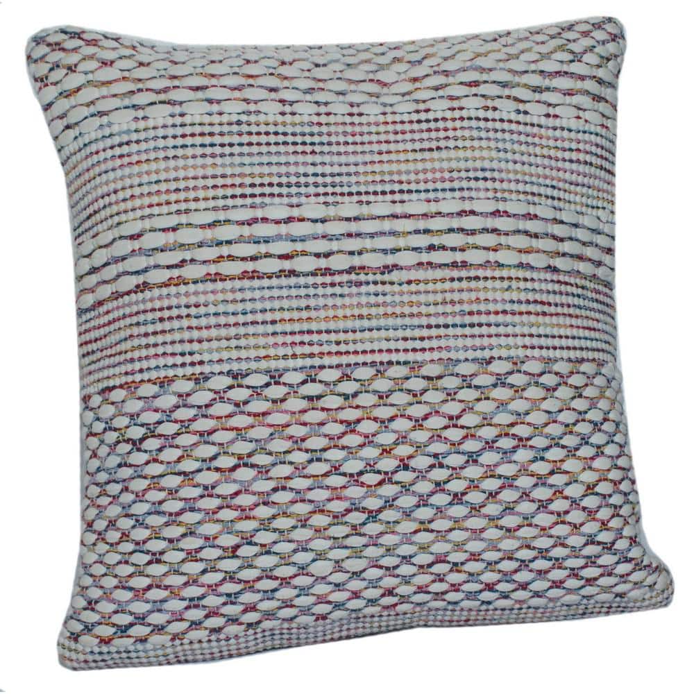 Multicolored Textured Motif Striped Square Throw Pillow, 20"