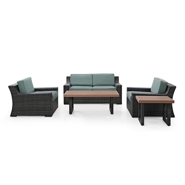 CROSLEY FURNITURE Beaufort 5-Piece Outdoor Wicker Seating Set with Mist Cushions