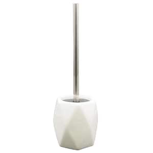 Bath Toilet Bowl Brush and Holder Diamond Stoneware White