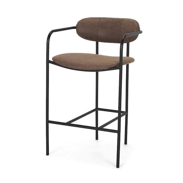 Parker Brown Faux Leather Seat Gold Metal Counter Stool
