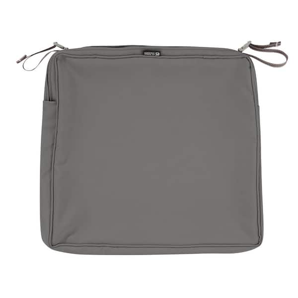 Classic Accessories Montlake FadeSafe 17 in. W x 15 in. D x 2 in. H Rectangular Patio Seat Cushion Slip Cover in Light Charcoal Grey