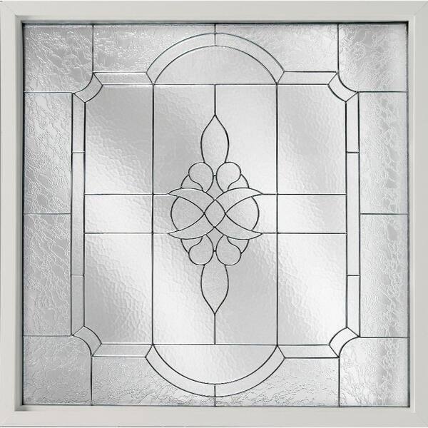 Hy-Lite 47.5 in. x 47.5 in. Decorative Glass Fixed Vinyl Window Victorian Glass, Black Caming in White