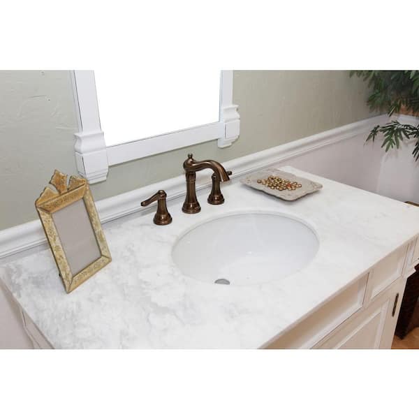 Olivia 42 in. W x 35-1/2 in. H Single Vanity in White with Marble Vanity Top in White