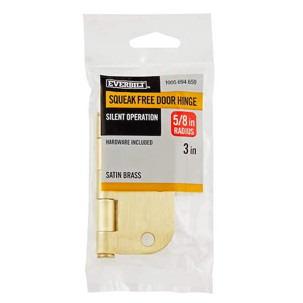 3 in. x 5/8 in. Radius Satin Brass Squeak-Free Door Hinge