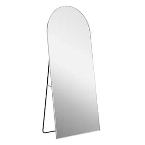 31.5 in. W x 71 in. H Metal Framed Arched Floor Standing Full-length Mirror with Bracket in Silver