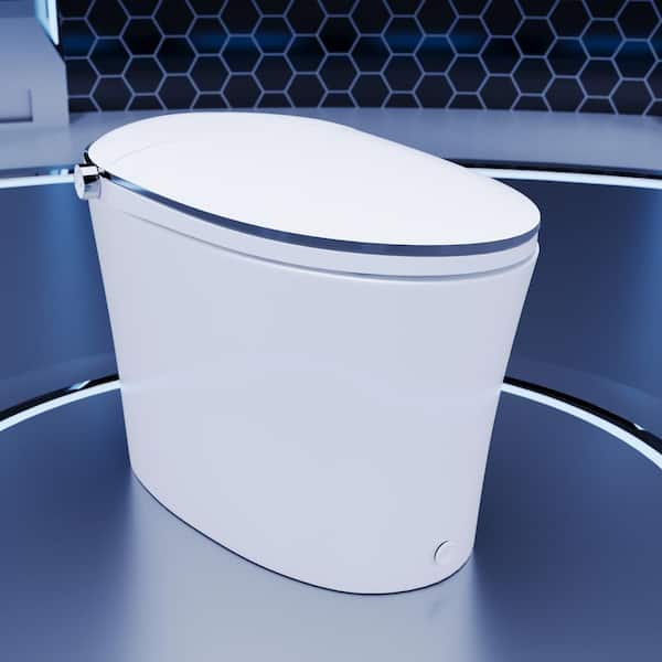 DEERVALLEY 1.28 GPF Elongated Smart Toilet Bidet in White with Auto Close/Open/Flush, Heated Seat, Foot Sensor, UV Sterilization