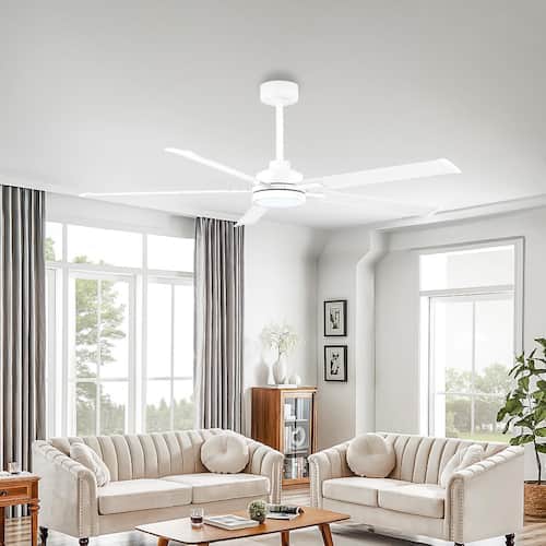 60 in. (5 ft.) 5 Aluminium Blades Indoor Smart Ceiling Fan with Integrated LED and Remote, White Ceiling Fans