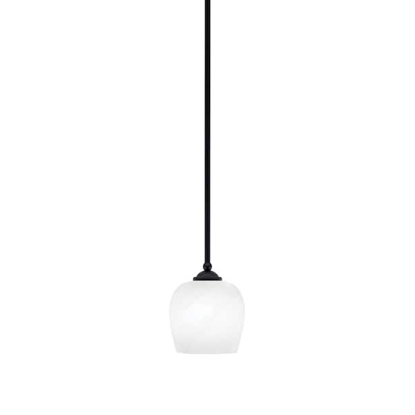 Unbranded Clevelend 100-Watt 1-Light Black Pendant Mini Pendant Light with White Marble Glass Shade Light Bulb Not Included