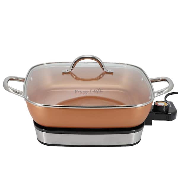 MegaChef 139.5 sq. in. 11.81 in. Electric Fry Pan with Copper Coating