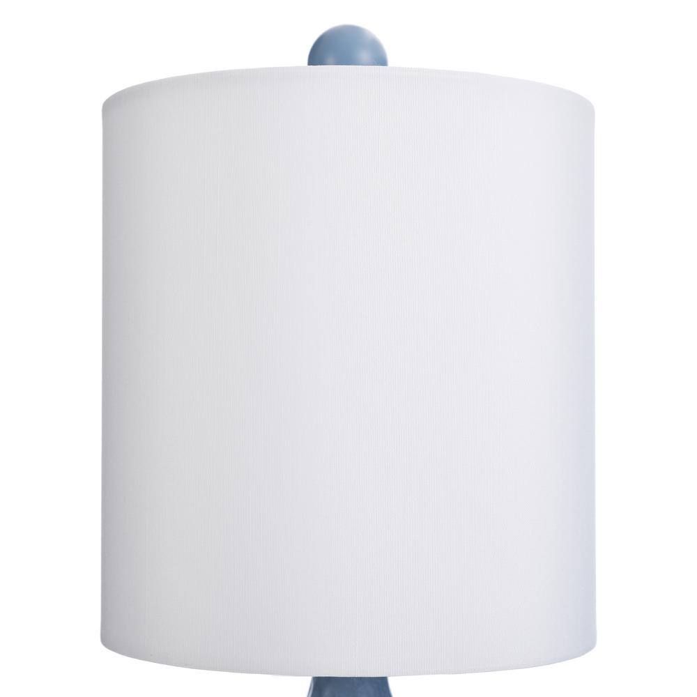 Blue Ceramic Table Lamp with White Hardback Shade