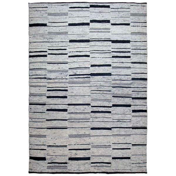 Benjara Modern Black and Cream 8 ft. x 10 ft. Polypropylene Fabric Abstract Tile Pattern Soft Fabric Area Rug