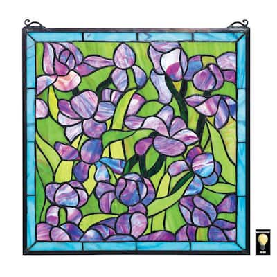 Saint-Remy Irises Stained Glass Window Panel