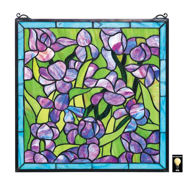 Design Toscano Saint Remy Irises Stained Glass Window Panel Hd575 The Home Depot