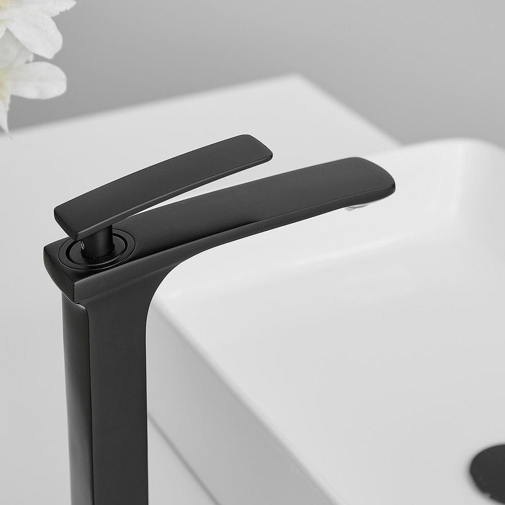Matte Black Single Handle Vessel Sink Faucet with Drain Assembly