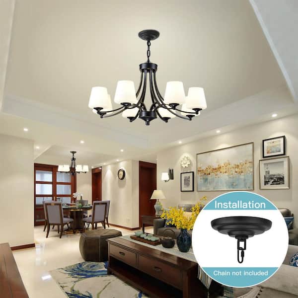 5-1/8 in. Black Metal Ceiling Canopy Kit, Round Chandelier Pendant Light Mounting Plate for Hanging Light Fixtures