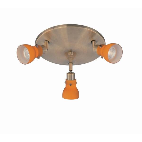 Illumine Designer Collection 3-Light Polished Steel Spot Light with Amber Glass Shade