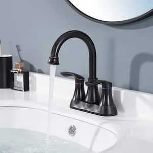 4 in. 2-Handle Bathroom Faucet with Pop-Up Drain and Supply Hoses in Oil Rubbed Bronze
