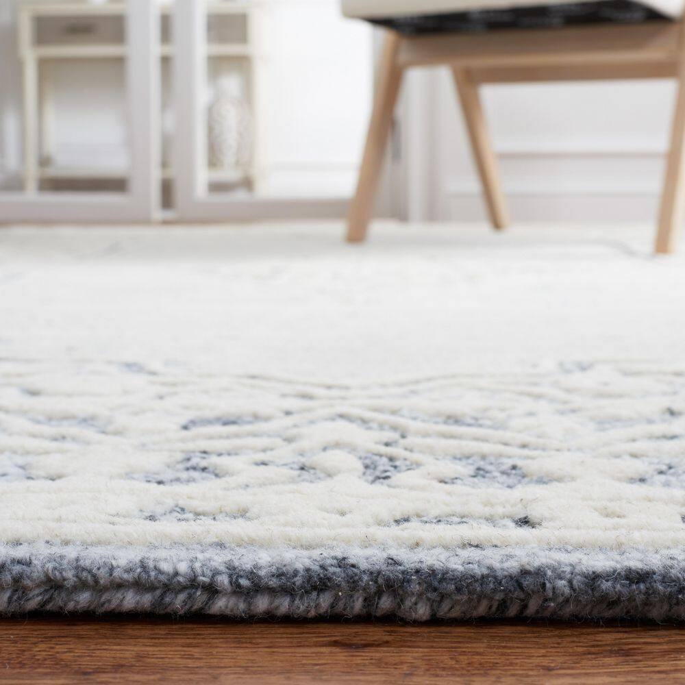 Gray and Ivory Hand-Tufted Wool Runner Rug