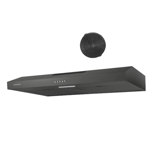 JEREMY CASS 30 in. 230 CFM Convertible Over Stove Ducted/Ductless Under Cabinet with Light Range Hood Ducted/Ductless Hood in Black